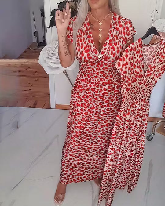 Liona | Robe Élégante à Imprimé Léopard et Décolleté en V