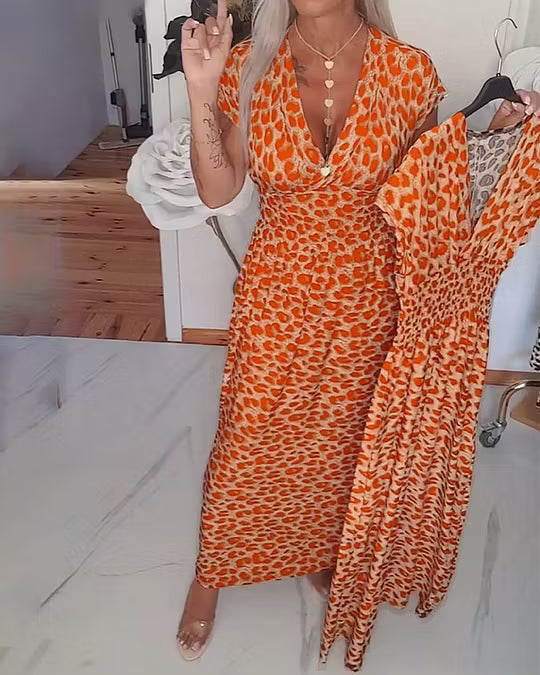Liona | Robe Élégante à Imprimé Léopard et Décolleté en V