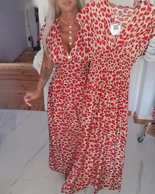 Liona | Robe Élégante à Imprimé Léopard et Décolleté en V