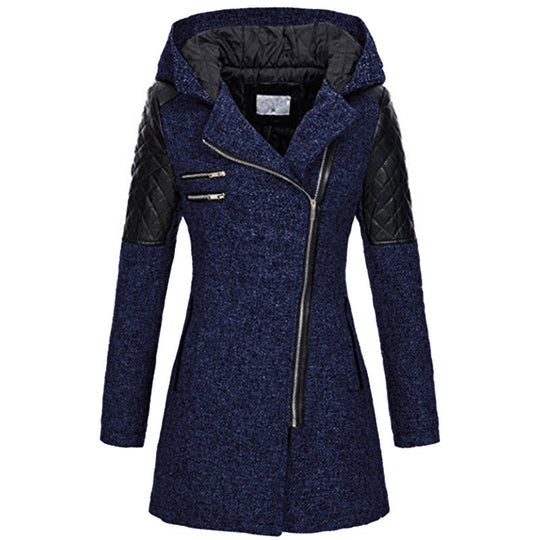 Helga | Moteriškas vilnonis žieminis paltas su gobtuvu
